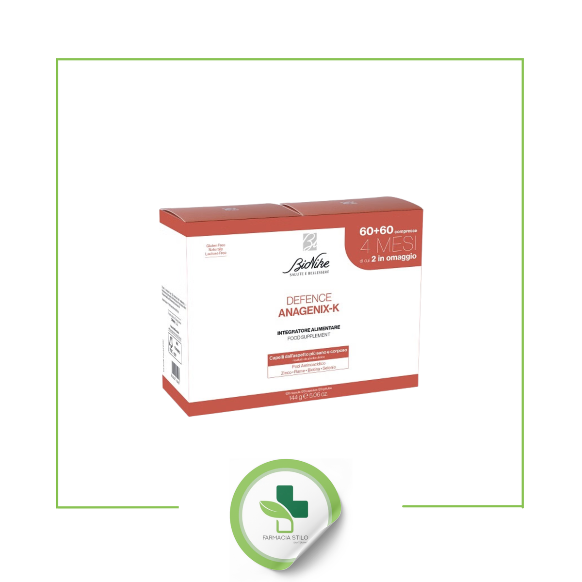 DEFENCE ANAGENIX K 60 CAPSULE 2 PEZZI SENZA GLUTINE NATURALMENTE PRIVO DI LATTOSIO